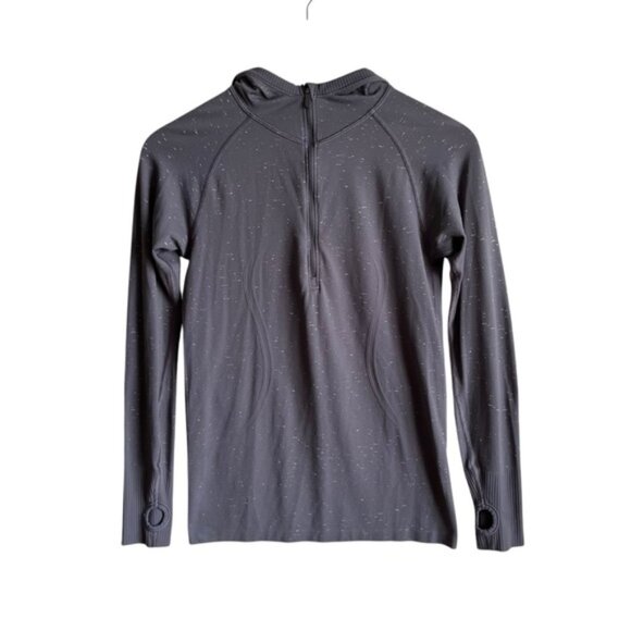 Lululemon Swiftly Tech Top Hooded 1/2 Zip Size 8 Nebula / White Gray - Picture 2 of 13